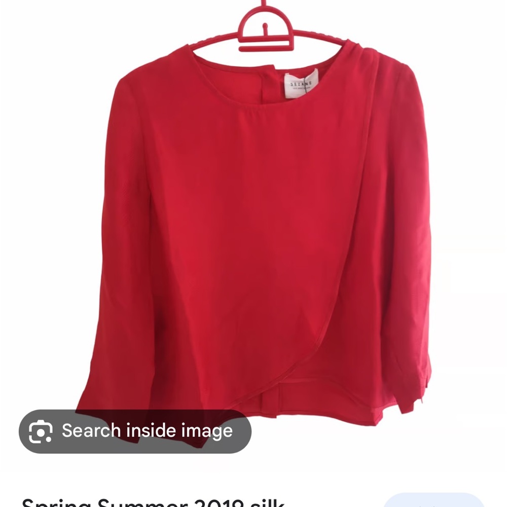 Sezane EUC Red Silk Blouse